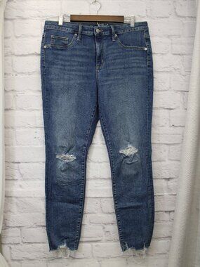 Universal Thread Size 14 Medium Wash Denim Blue Distressed Raw Hem Skinny Jeans